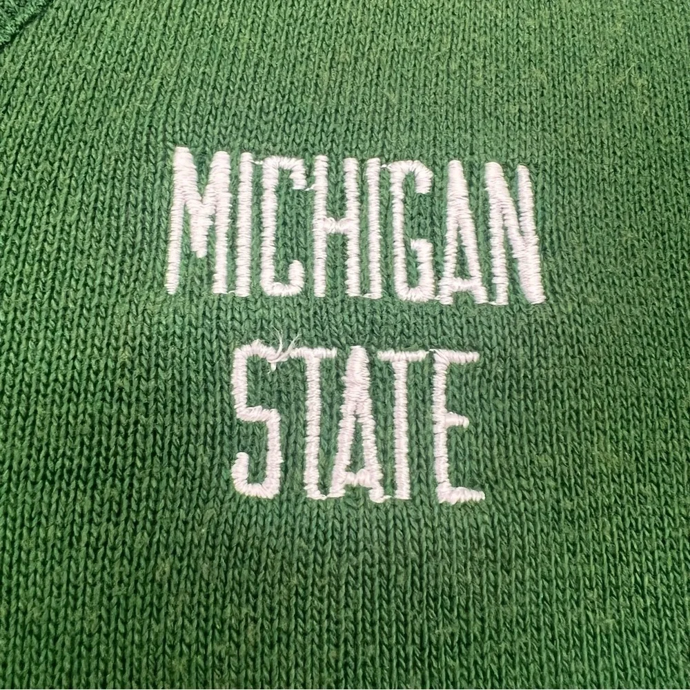 Vintage‎ Champion Michigan State Sweatshirt Medium Green V-Neck USA Made
